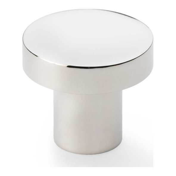 AW821-30-PN • 30mm • Polished Nickel • Alexander & Wilks Hanover Plain Cupboard Knob